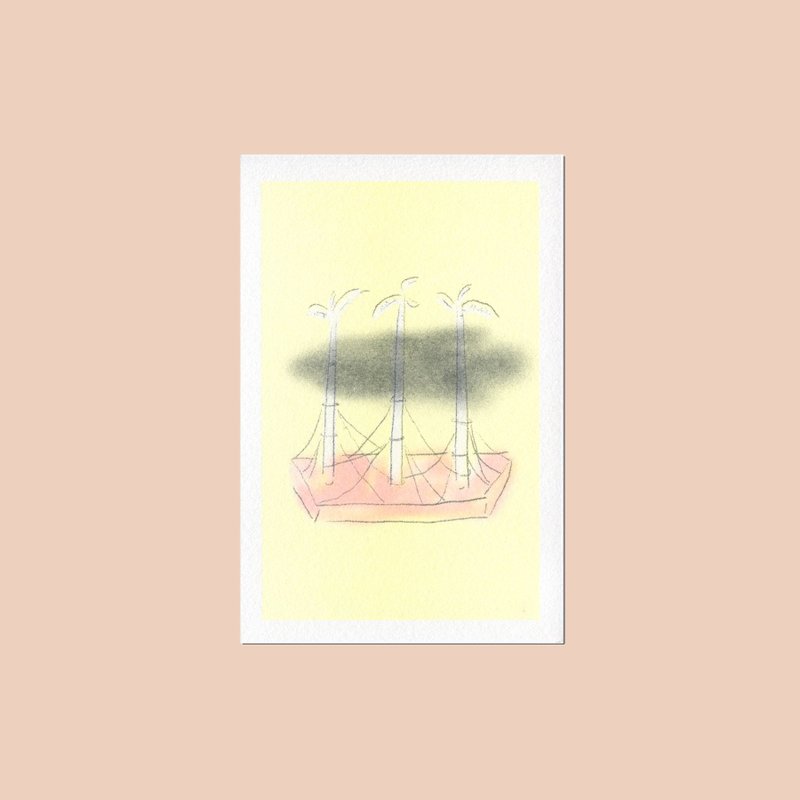 A Moving Palm Tree Island / Riso Postcard - การ์ด/โปสการ์ด - กระดาษ สึชมพู