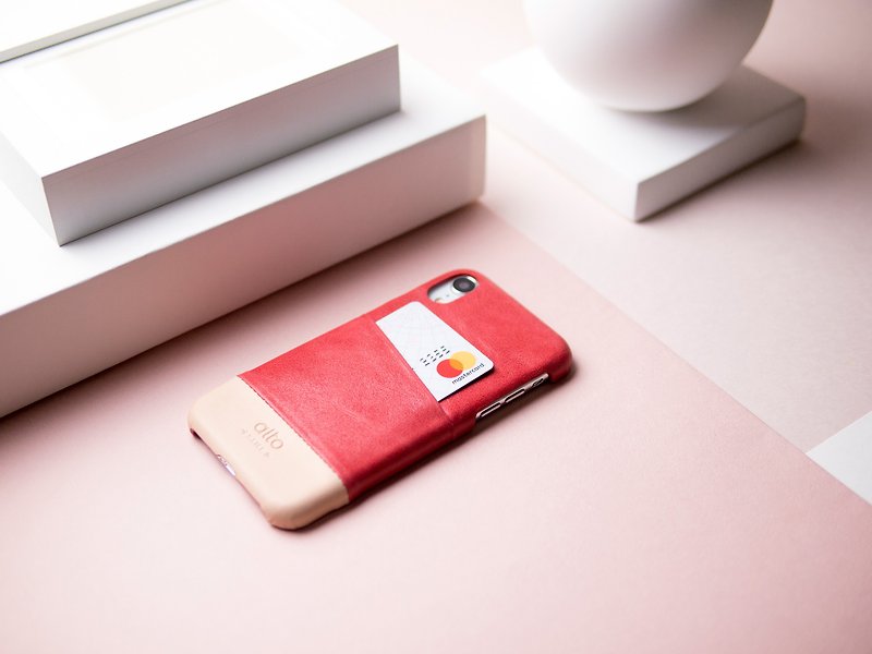 真皮手機殼 iPhone XR 6.1吋 Metro - 紅/本- 客製化刻字禮物 - 手機殼/手機套 - 真皮 紅色