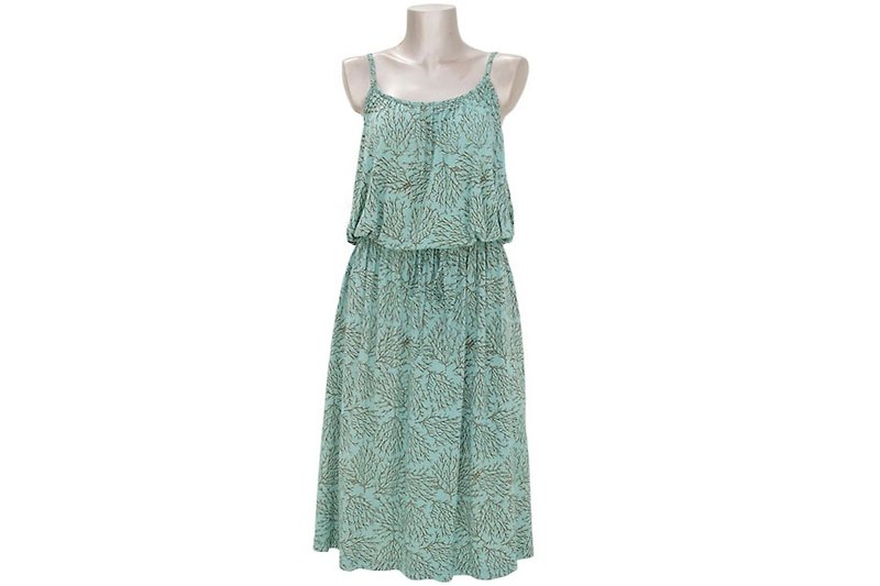 Adult coral print camisole dress <Green> - ชุดเดรส - วัสดุอื่นๆ สีเขียว