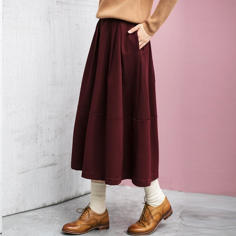 Annie Chen skirts new winter a word skirt and long sections Slim irregular skirt bust skirt winter dress women dress - กระโปรง - กระดาษ สีแดง