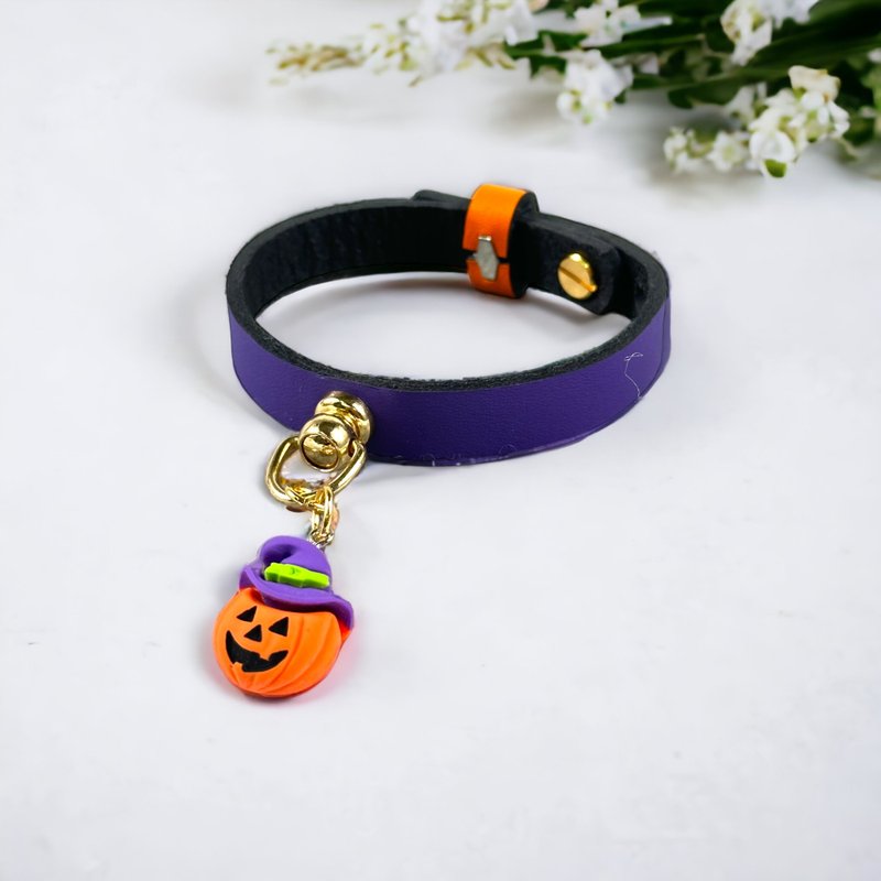 [Public Welfare Cat Collar] British 3A Grade Leather-(Limited) Halloween Cat Collar/Pet Collar - Collars & Leashes - Genuine Leather Purple