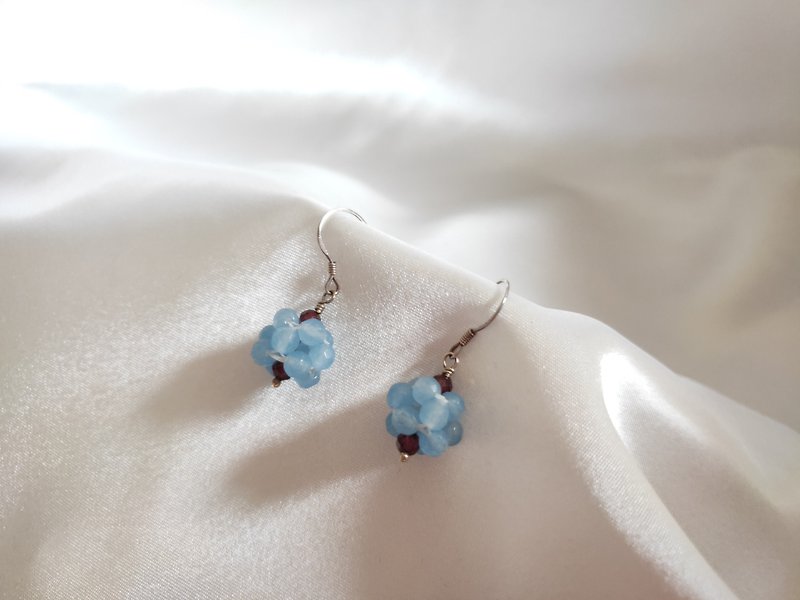 s925 sterling silver aquamarine earrings | handmade custom bracelet necklace earrings accessories - Earrings & Clip-ons - Crystal 
