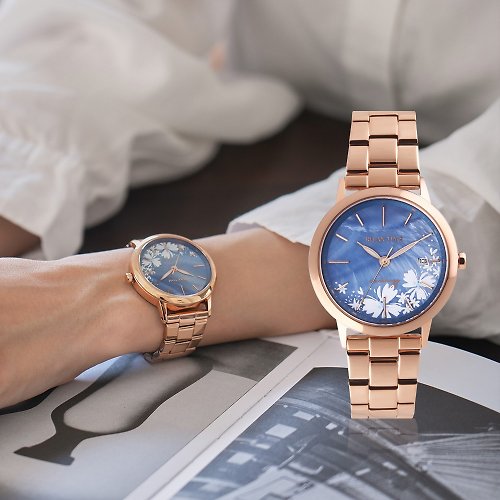 米朵貝菈．時光的禮物 【RELAX TIME x wwiinngg聯名系列】設計女錶-蔚藍記憶