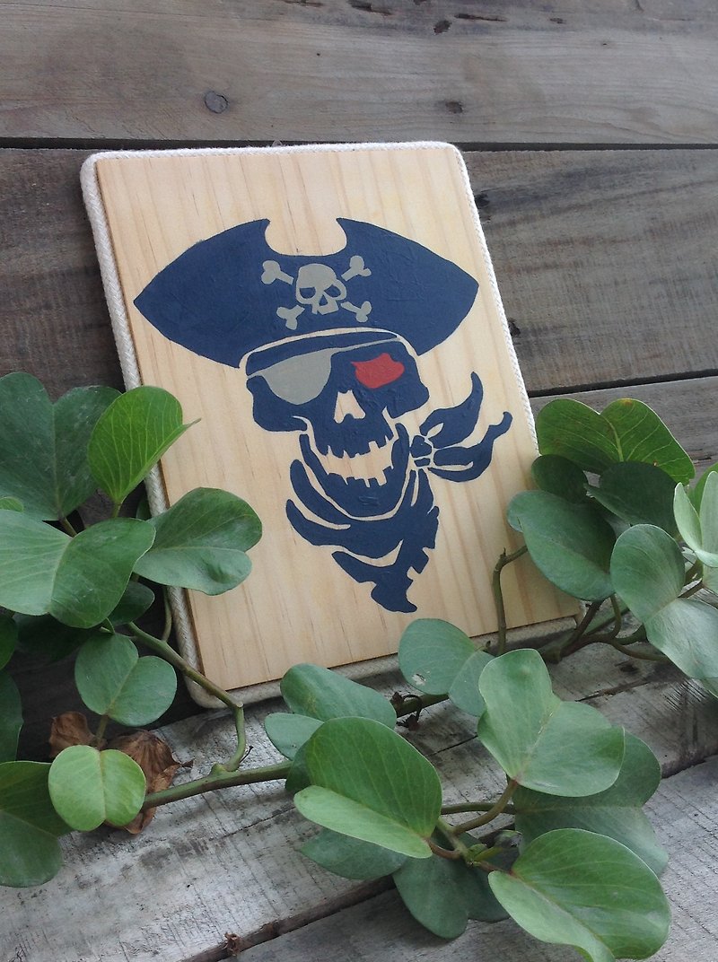 Hand-painted * One-eyed pirate * / decorations / ornaments / marine wind / gifts - โปสเตอร์ - ไม้ สีนำ้ตาล