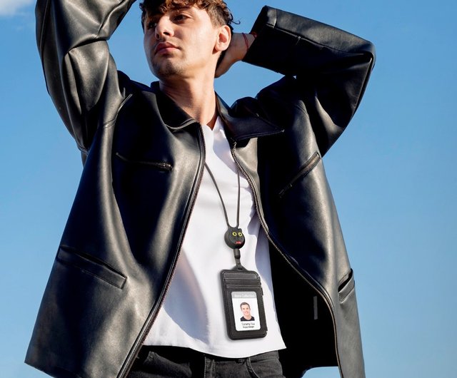 Bone 蹦克 /ネックストラップ付き伸縮式IDカードホルダー 本革製