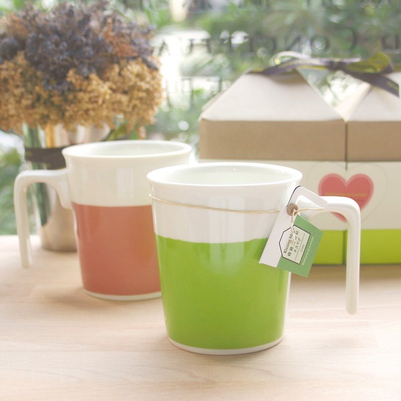 [Drinking Tea Together] Raspberry + Lime Green-Kissing Mug Gift Box / Lid can be purchased - Mugs - Porcelain Multicolor