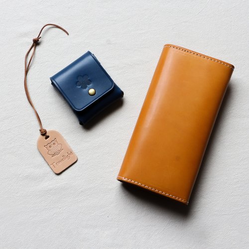 Travel Light 手縫いヌメ革牛革長財布カードケース 皮夾 長財布 牛革