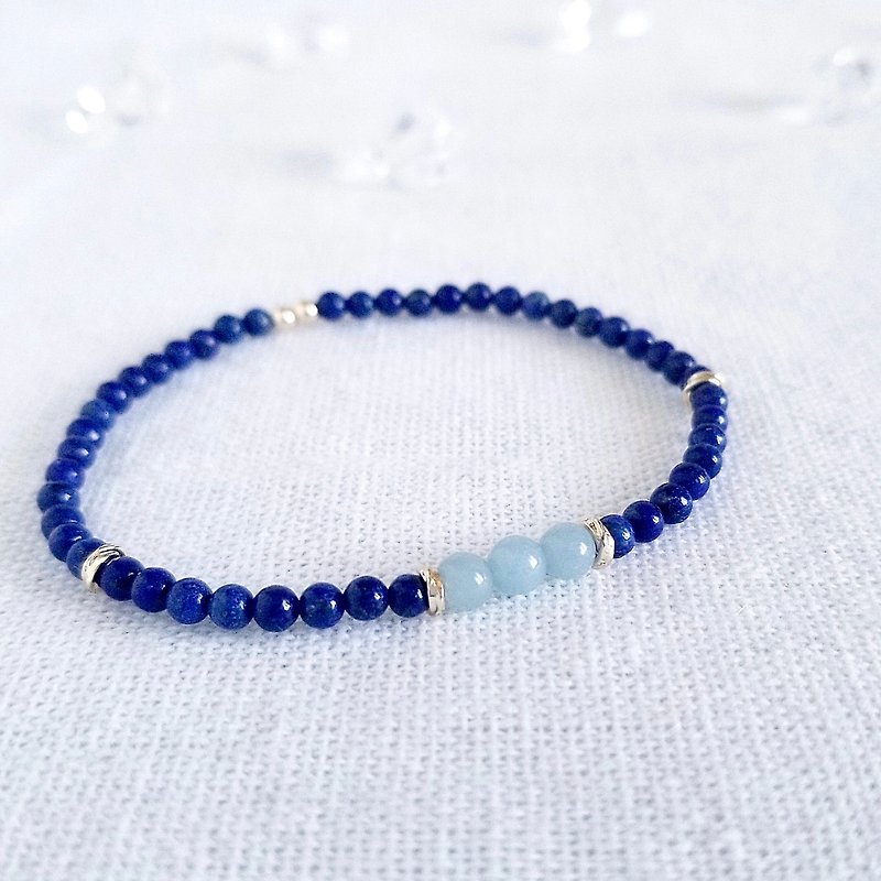 Lapis Lazuli  Angelite Minimalist Crystal Bracelet | Handmade Jewelry Gift - สร้อยข้อมือ - คริสตัล สีน้ำเงิน