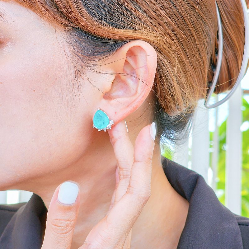 Shop now, Free Shipping. Sterling Silver earring with imitation Paraiba. - Earrings & Clip-ons - Gemstone 