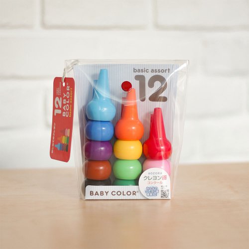 Ooyii吾憶 【AOZORA】日本BabyColor兒童安全積木蠟筆 (12色)