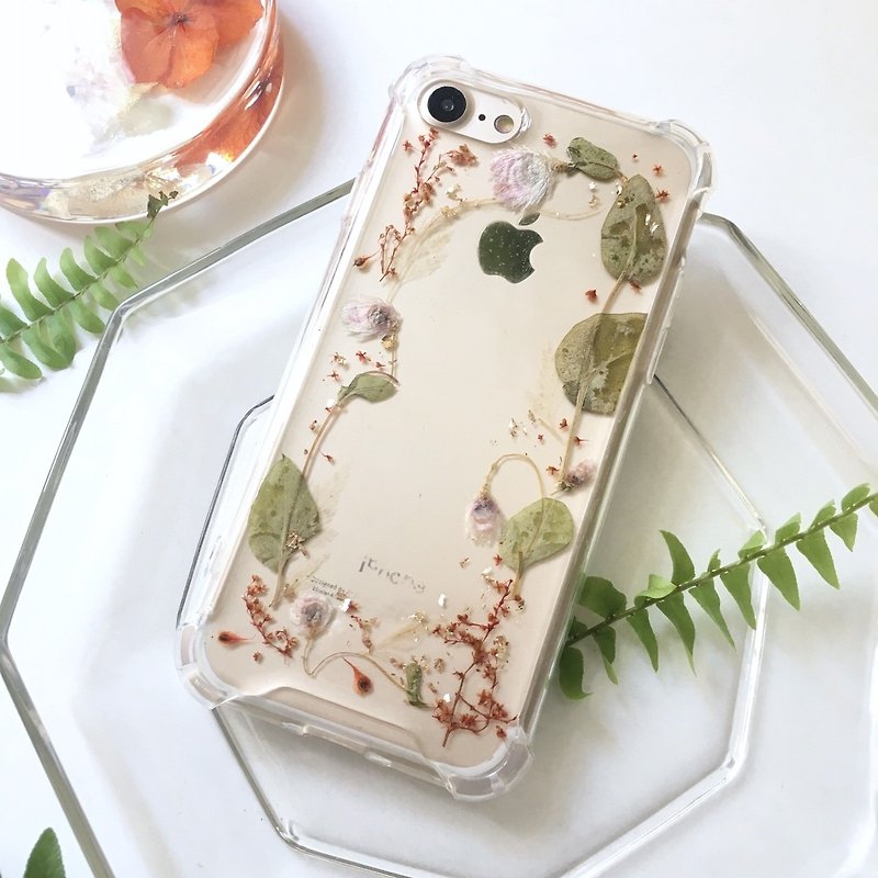 Limited embossed gold foil transparent air shell - Phone Cases - Plants & Flowers Khaki