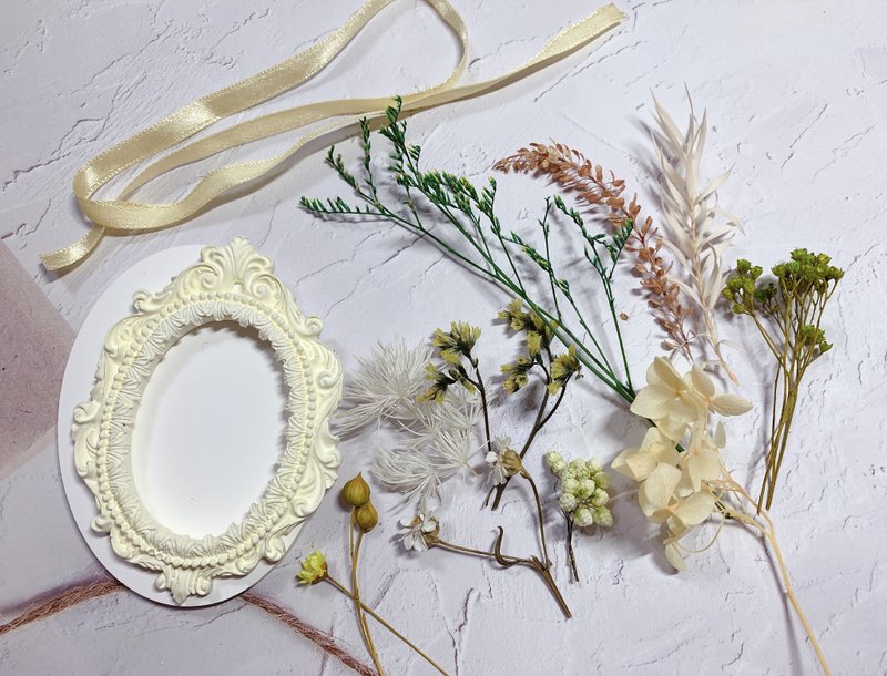 【DIY材料包】永生花擴香石古典相框款 - 蠟燭/香氛/手工皂 - 其他材質 