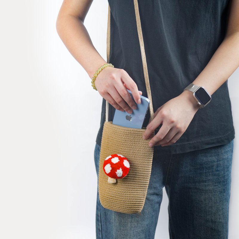 Handmade mushroom cross-body bag (5 colors)-wool/handmade/three-dimensional/gift/casual bag/side carry - Messenger Bags & Sling Bags - Wool Multicolor