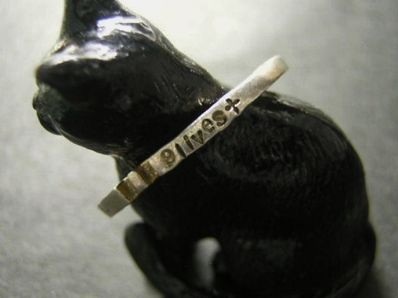 9lives+ ( mille-feuille ) ( engraved stamped message sterling silver jewelry cat meow ring 貓 猫 刻印 雕刻 銀 戒指 指环 ) - リング - 金属 
