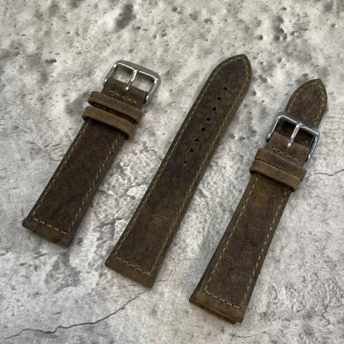 Timeless Leather Timeless Watchband 狂野水牛皮革灰棕色真皮錶帶 18/20/22MM