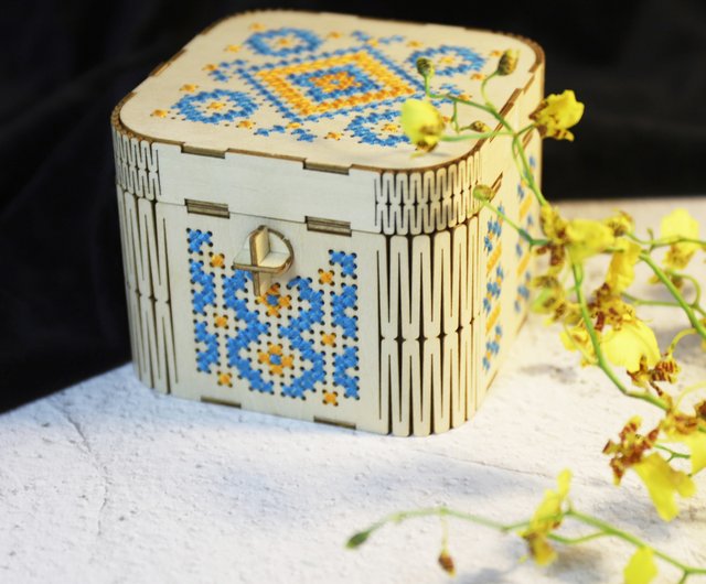 木製ボード刺繍ジュエリーボックス DIY セット木製刺繍