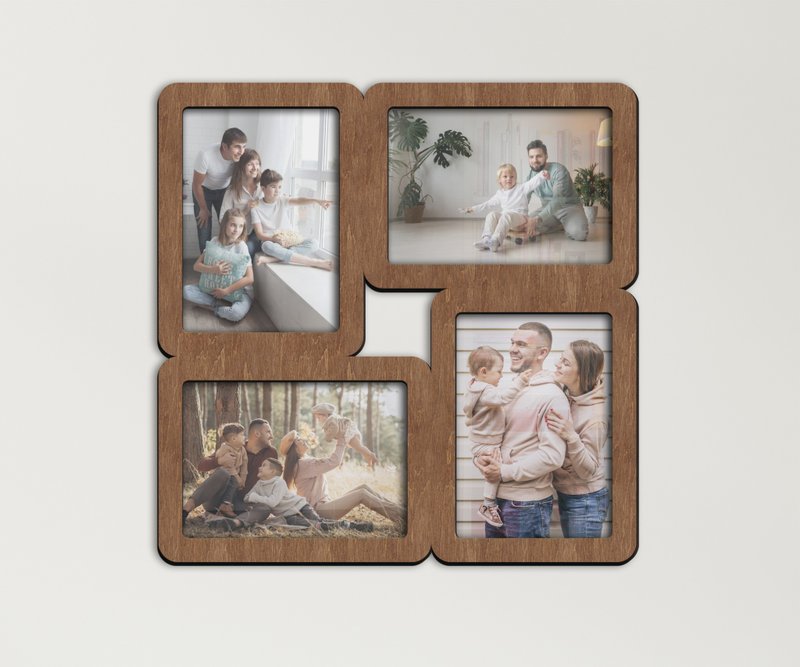 Wooden picture frame collage 13x18 photo frames Multiple openings Custom colors - Picture Frames - Wood Brown