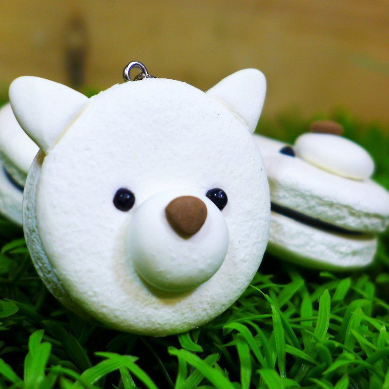【Saturn Ring】 Petite Planet: ShibaInu (White) | Light Earth. Water repellent. Can change necklace / magnet / pin - Keychains - Clay White