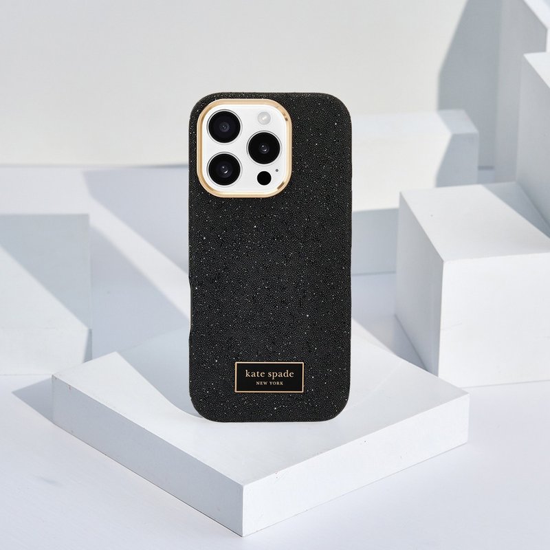 【kate spade】iPhone 16 Series MagSafe Premium Magnetic Anti-fall Case Midnight Black - เคส/ซองมือถือ - พลาสติก 