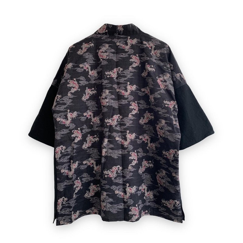 Kimono Style Outer With Three Quarter Sleeves - 男夾克/外套 - 棉．麻 
