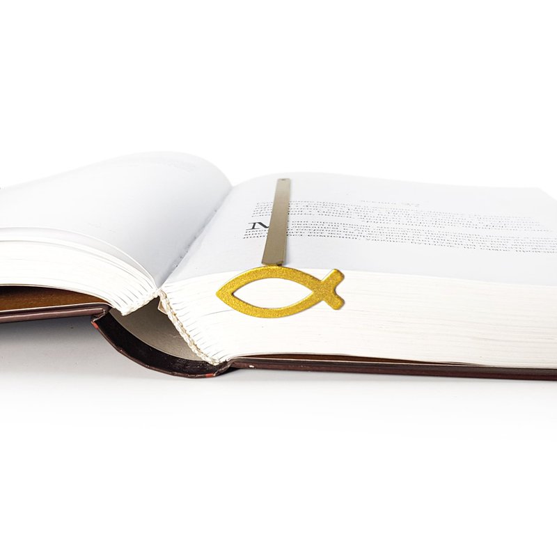 Bookmark Modern Fish | Small Bookish Gift for Fish Fans. - 書籤 - 其他金屬 金色