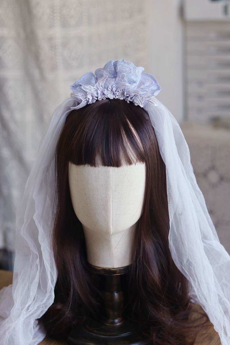 Vintage hand-dyed old bridal mesh handmade mesh veil - Hair Accessories - Other Materials 