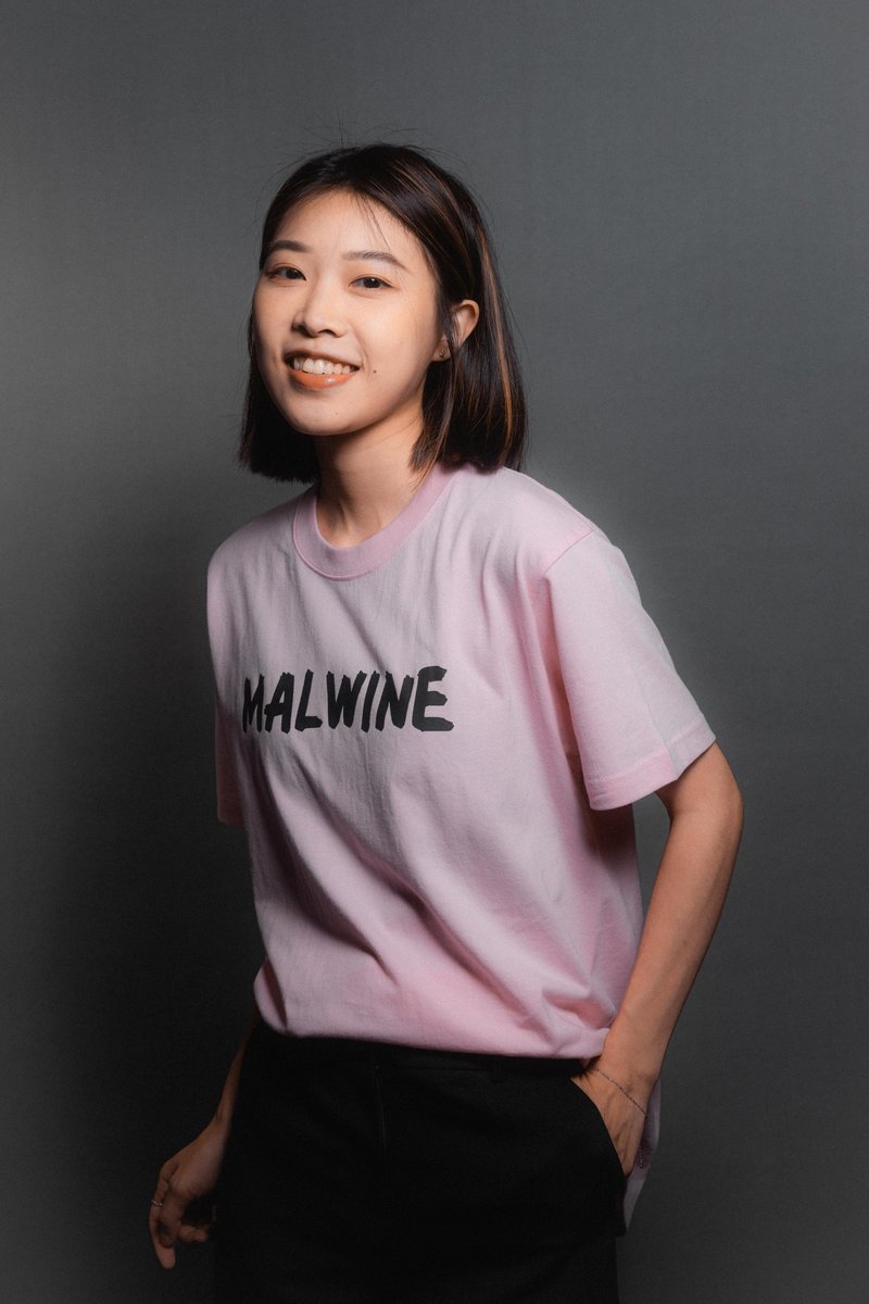 Malwine Classic Font Unisex Cotton T - Cherry Blossom Pink - Women's Tops - Cotton & Hemp Pink