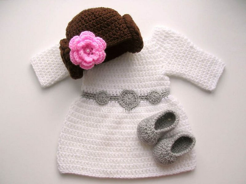 Crochet Princess Leia Outfit | Princess Costume | Newborn Ph - 童裝禮服 - 繡線 白色