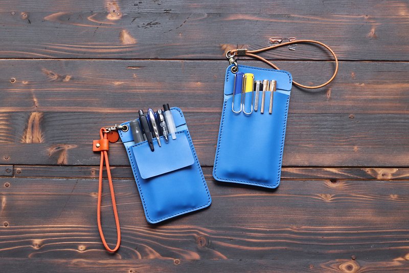 【Sold Out】Leather Doctor Gown Pencil Case│Pocket Pen Case│Blue - Pencil Cases - Genuine Leather Blue