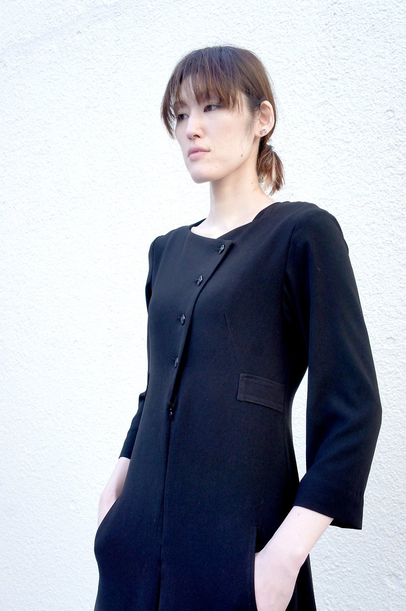 order made Black formal dress/オーダーメイド　デザイナーズブラックフォーマルドレス - 洋裝/連身裙 - 棉．麻 黑色
