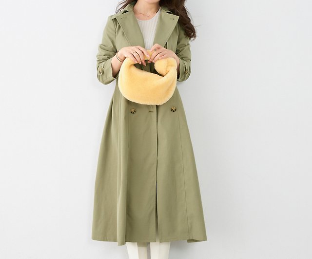 Trench Coat Back Tiered Pleated Design, Long Trench Coat Designs