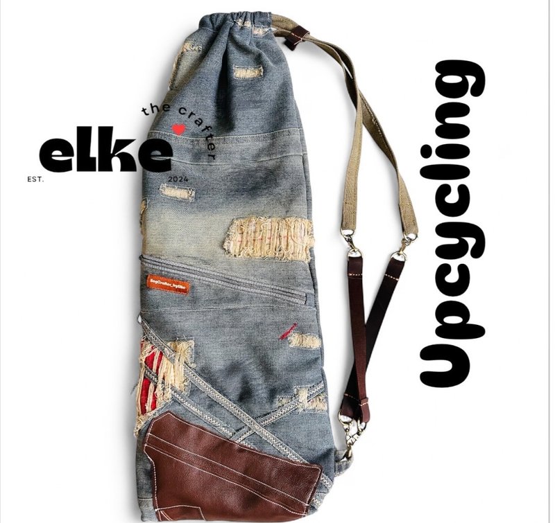 牛仔布羽毛球拍袋/舊褲改造 - 化妝包/收納袋 - 棉．麻 灰色