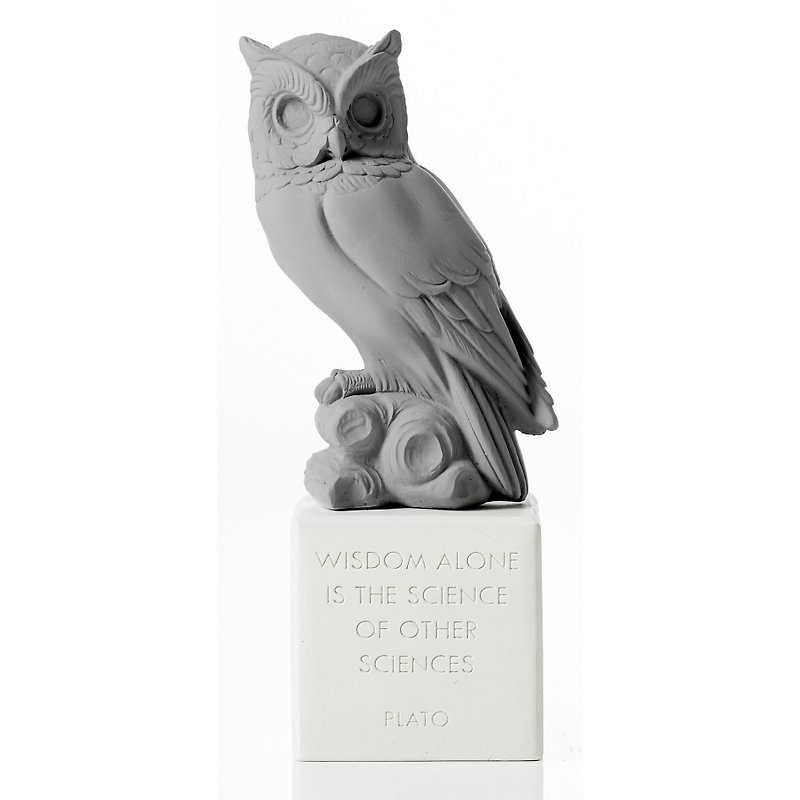 Ancient Greek Owl Ornament Sophia Owl (Gray) - Handmade Ceramic Statue - Items for Display - Pottery Gray