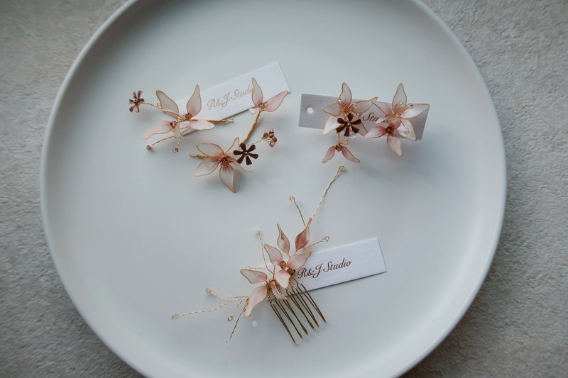 那花兒-手作水晶花樹脂飾品 新娘頭飾/伴娘配飾 - 髮夾/髮圈 - 樹脂 