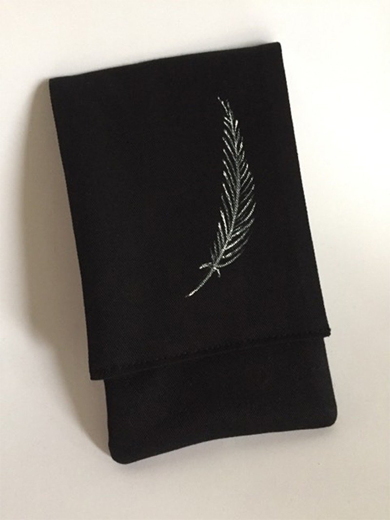 Iphone X hand-painted feather phone cover - Phone Cases - Cotton & Hemp Black