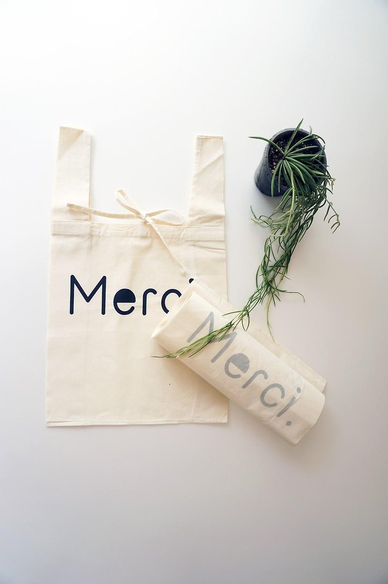 Merci Eco-BAG - กระเป๋าถือ - ผ้าฝ้าย/ผ้าลินิน ขาว