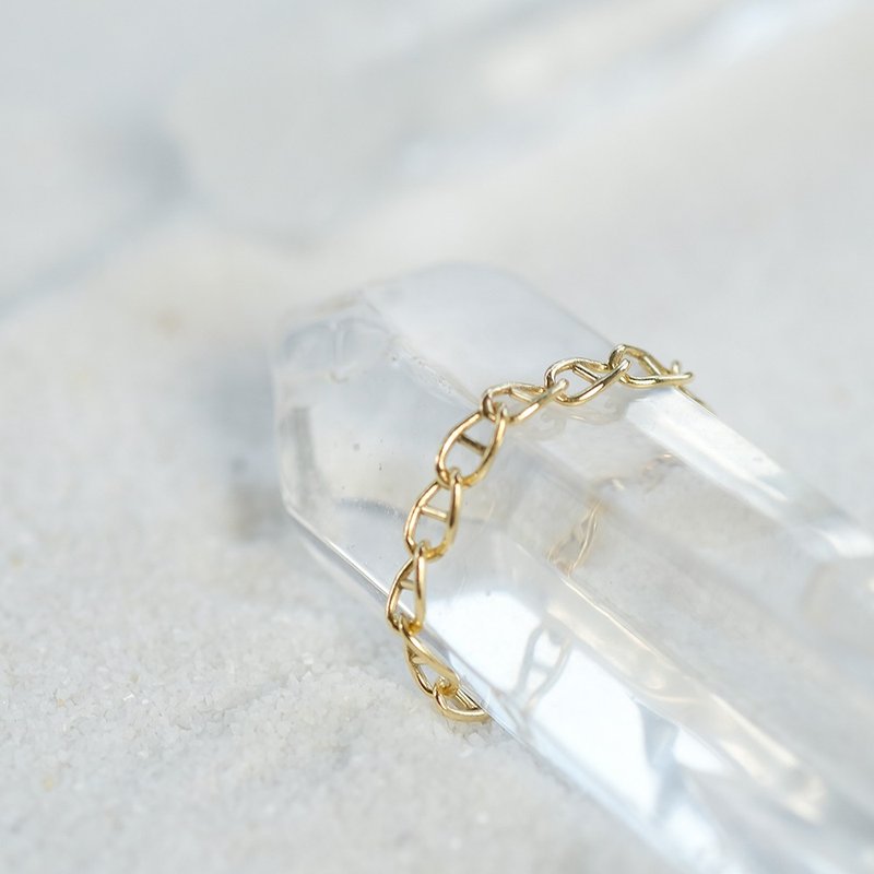 月光森林 小豬鼻鍊戒 簡約款 尾戒 女生禮物 14K包金 注金 - 戒指 - 半寶石 金色