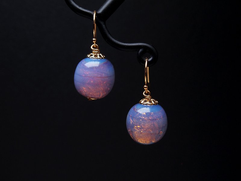 威尼斯穆拉諾琉璃珠耳環 #GE0448 - 耳環/耳夾 - 玻璃 紫色