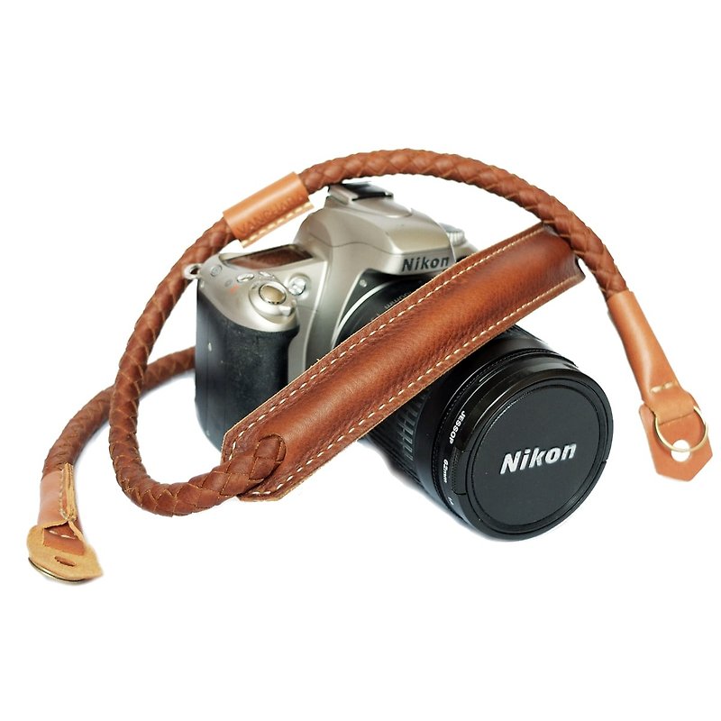 本革カメラストラップ織りロープカメラストラップTan110cm - カメラストラップ・三脚 - 革 ブラウン