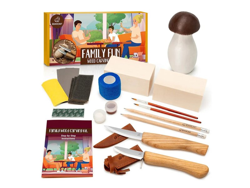 Handmade carving material package-Mushroom Happy Group - Parts, Bulk Supplies & Tools - Wood Brown