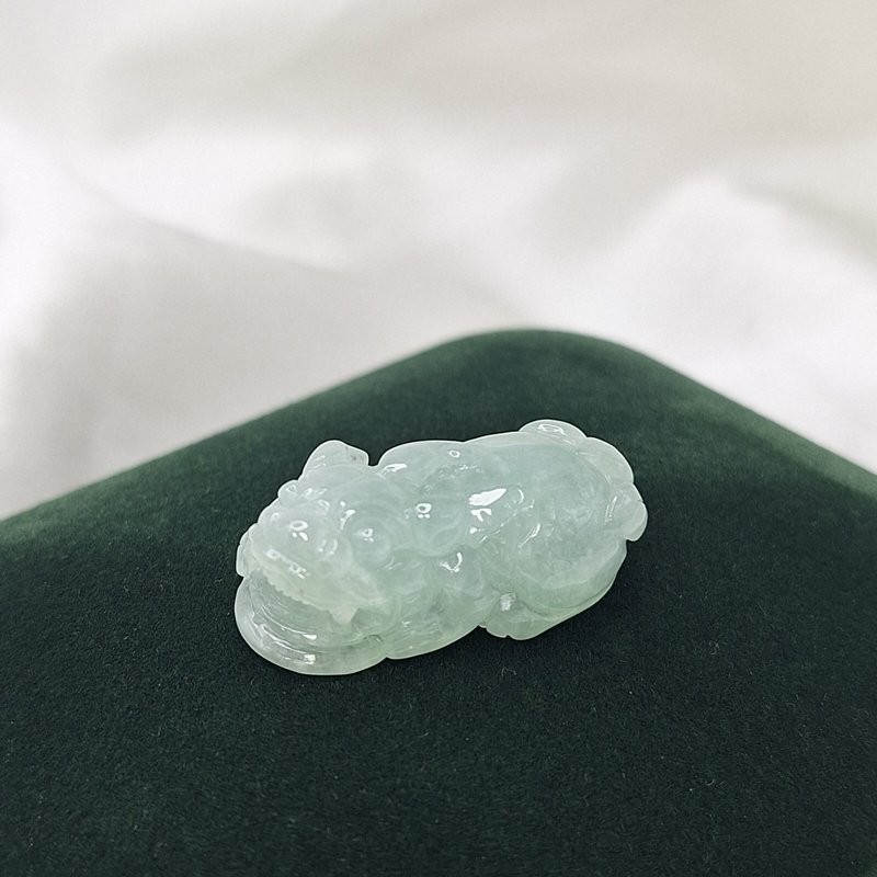 緬料 冰起膠 冰綠 貔貅 吊墜 | 天然緬甸玉A貨翡翠 - 項鍊 - 玉石 