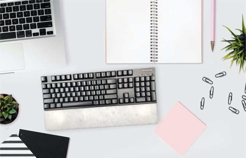 Ice Crystal White Jade-Large Bevel Version-Natural Stone Keyboard Rest - Mouse Pads - Stone White