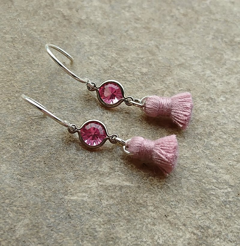 Mini Pink Tassel Earrings - Earrings & Clip-ons - Other Metals Pink