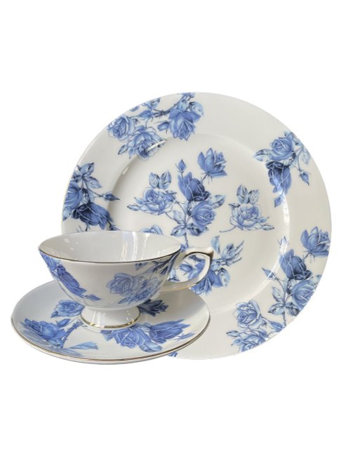 Belleek Taiwan 臺灣總代理 英國Aynsley 藍玫瑰系列 組合優惠價 骨瓷餐盤+奧本/雅典杯盤組