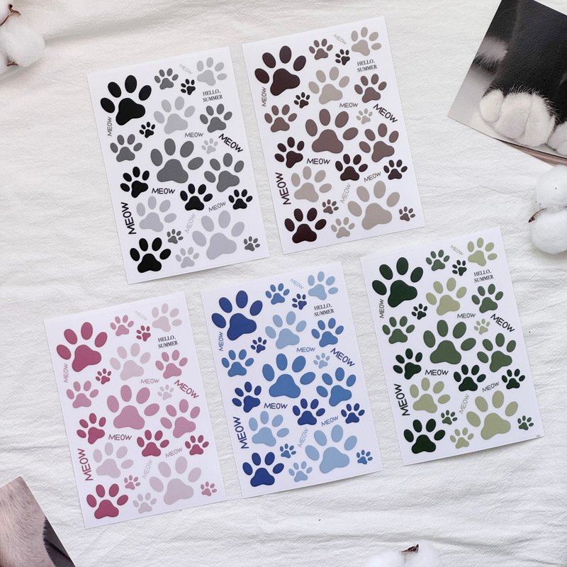 kitty footprint stamp matte-transparent sticker - สติกเกอร์ - กระดาษ 