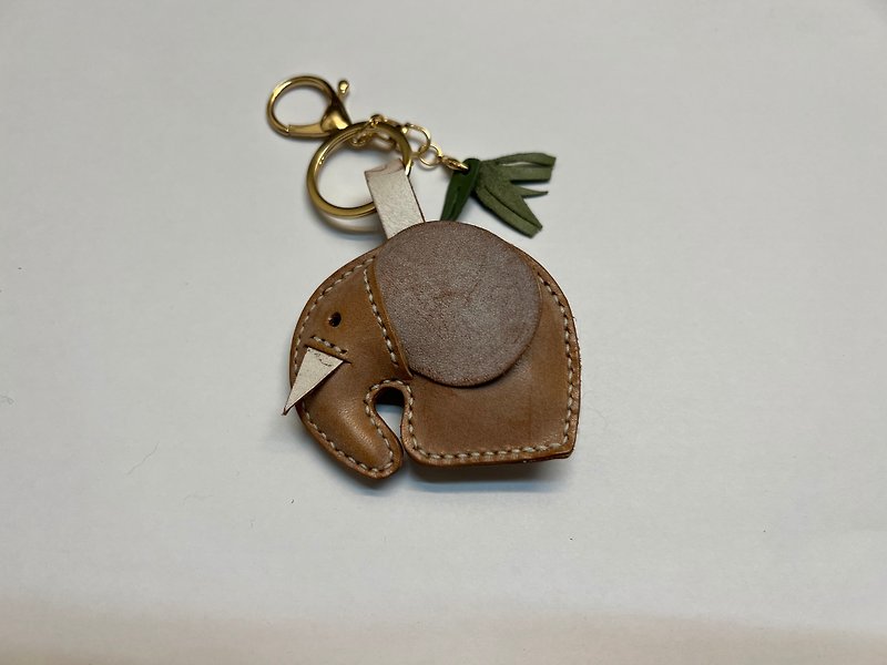 African Elephant EasyCard Chip/Pendant - Keychains - Genuine Leather Orange