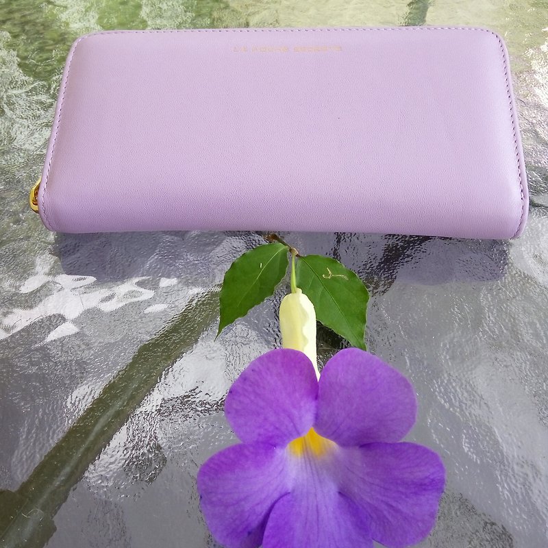 [La Poche Secrete] favorite zipper long clip _ positive leather _ ladies purple - Wallets - Genuine Leather Purple