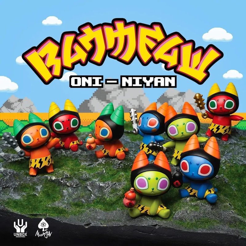 Badmeaw Oni-Niyan 盲盒系列 每盒隨機附贈閃光貼紙(一盒8隻) - 公仔/玩偶 - 塑膠 白色