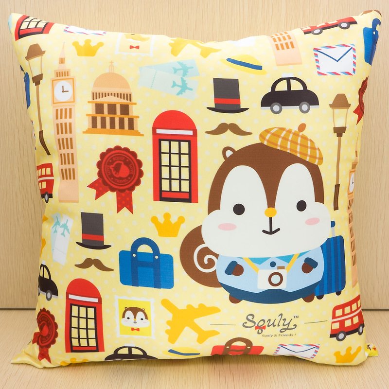 Squly Cushion (travel with yellow background) - หมอน - เส้นใยสังเคราะห์ สีเหลือง