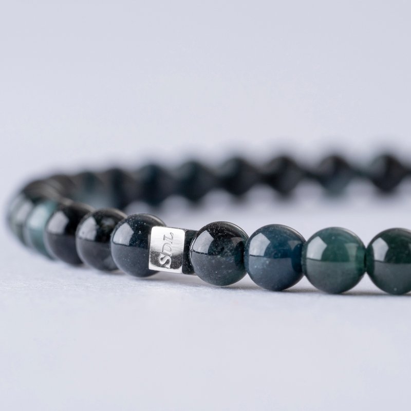 D14507 Teal green tourmaline | natural energy bracelet | 3.5-4.5mm - สร้อยข้อมือ - คริสตัล สีน้ำเงิน